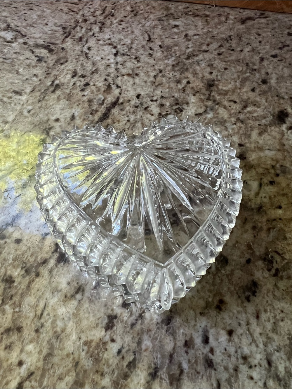 Clear Heart-Shaped Cut Glass Trinket Dish